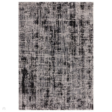 Kuza Abstract Modern Distressed Shimmer Hi-Lo Textured Soft Velvety Touch High-Density Durable Easy-Care Short Pile Light Grey/Black/Cream Rug-Asiatic Carpets-Rug Love - The Most Loved Rug Store